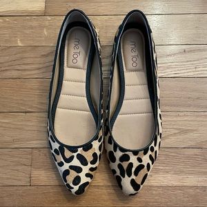 Me Too Ashley Flats Leopard Print size 8 M (fits 8.5) pointed toe